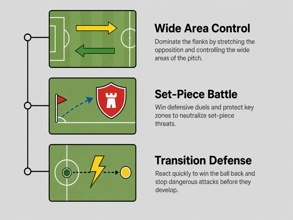 Infographic diagram of three tactical themes for World Cup 2026 Group C.