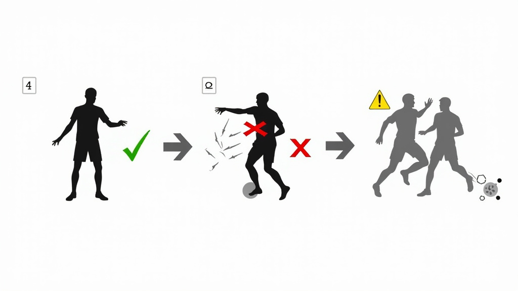 Diagram illustrating legal, illegal, and accidental contact in soccer.