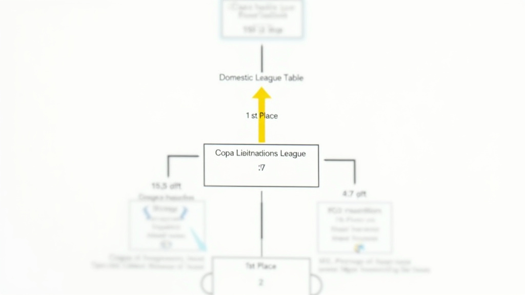 Flowchart showing how domestic soccer league standings qualify teams for continental tournaments.