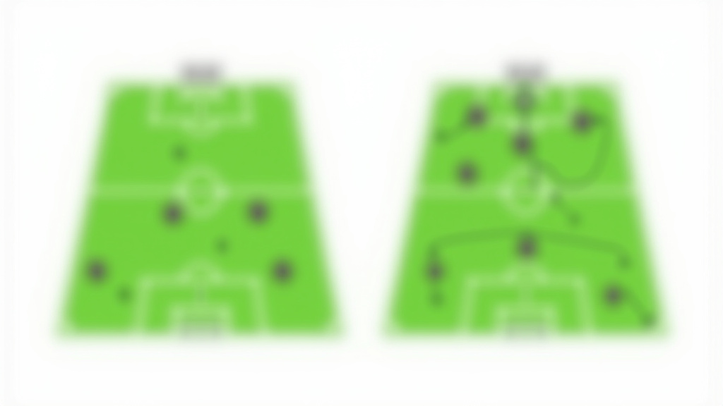 Diagram showing evolution of 4-4-2 soccer formation into modern tactical shape.
