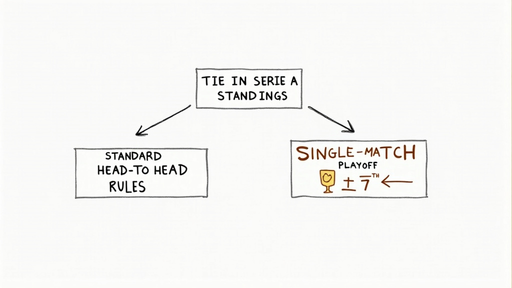Serie A tie-breaker rules flowchart showing playoff and standard criteria.