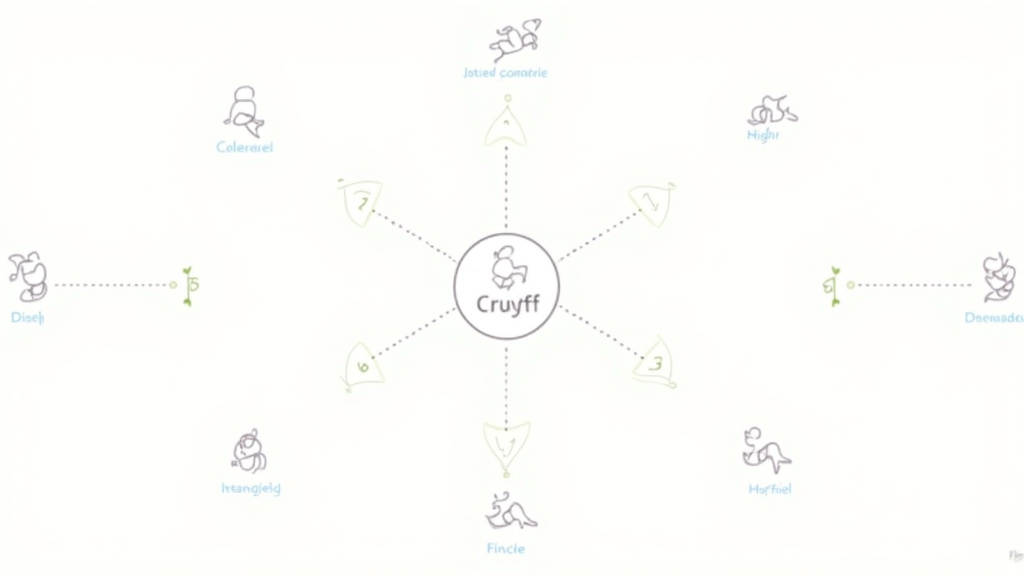 Johan Cruyff's fluid movement abstracting the false nine in Total Football diagram.