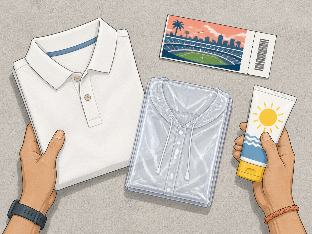 Essential items packed for a hot and rainy World Cup match day.