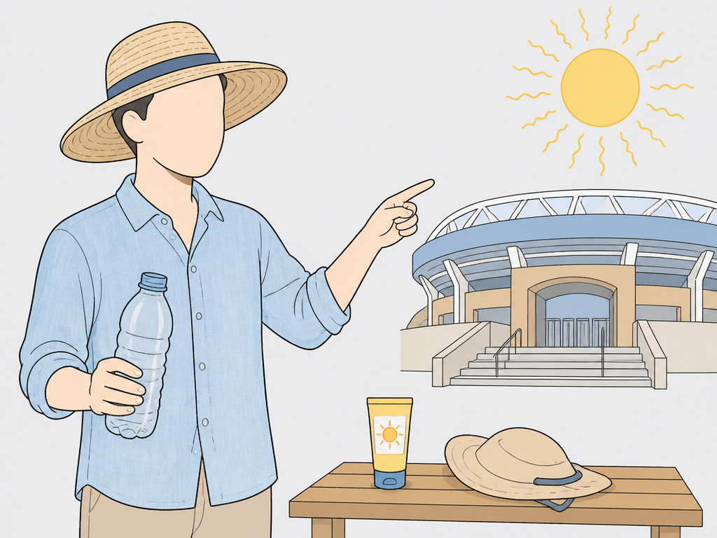 Infographic checklist for heat and sun preparedness at an outdoor soccer match.