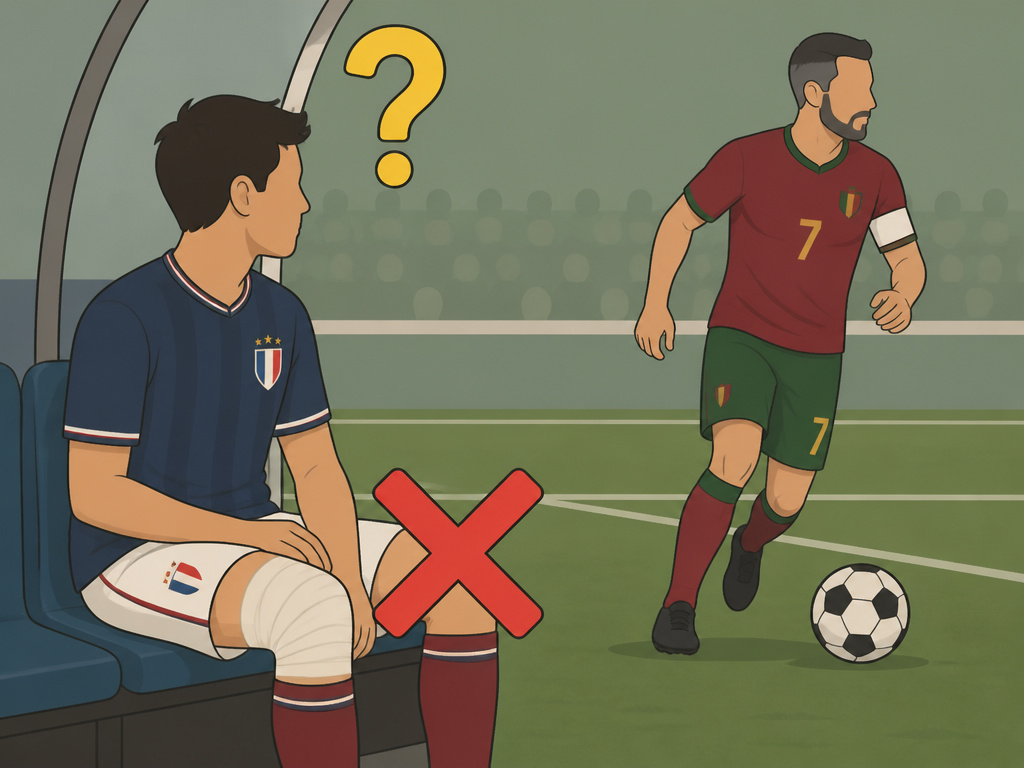 Young soccer player benched due to injury and tactical confusion.
