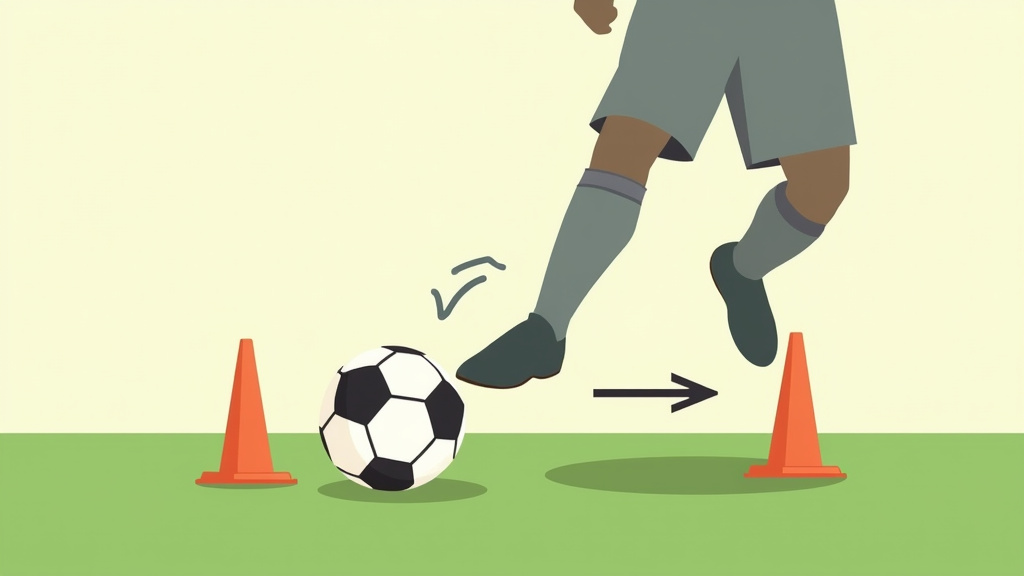 Soccer passing drill illustration showing accurate ball through a gate of cones