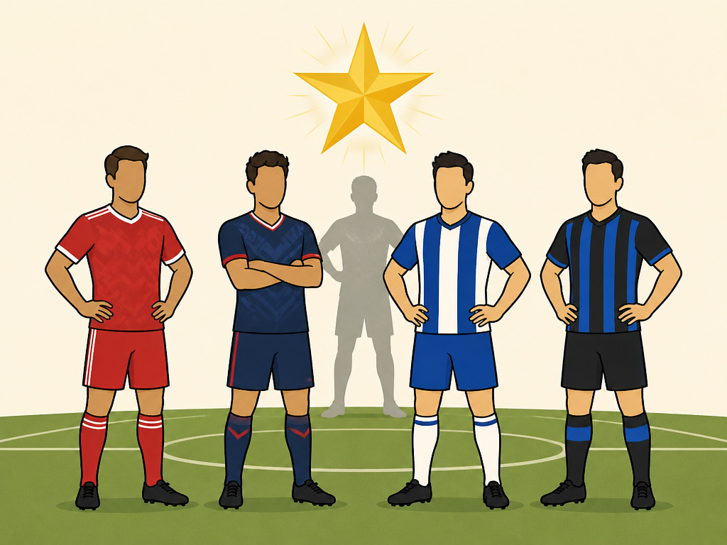 Cartoon of Canada's golden generation in elite European club jerseys.