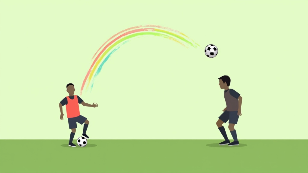 Soccer player performing a rainbow flick to bypass an isolated defender.