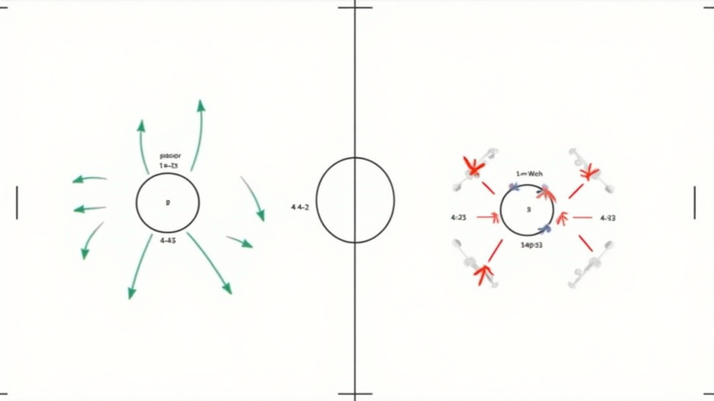 Diagram comparing effective and ineffective use of the 4-4-2 soccer formation.