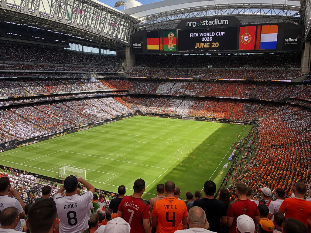 NRG Stadium packed with fans for a 2026 FIFA World Cup match in Houston.