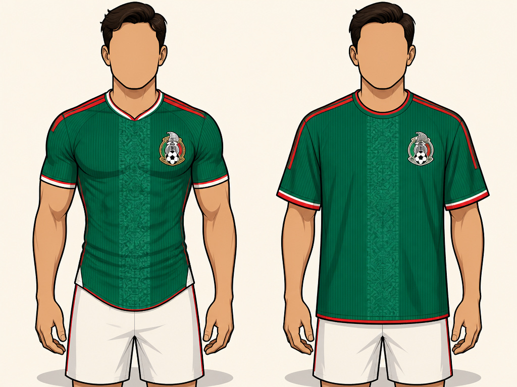 Comparison of Mexico 2026 authentic versus fan replica soccer jerseys.