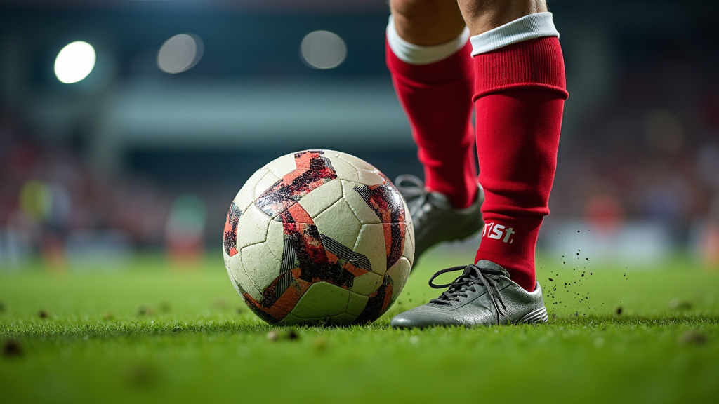 NC State women's soccer player kicking a ball in a close-up action shot.
